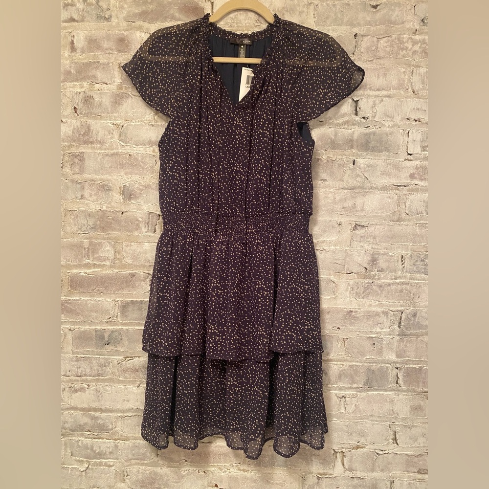 Aqua at Bloomingdale’s Navy/Ivory Dotted Mini Dress
